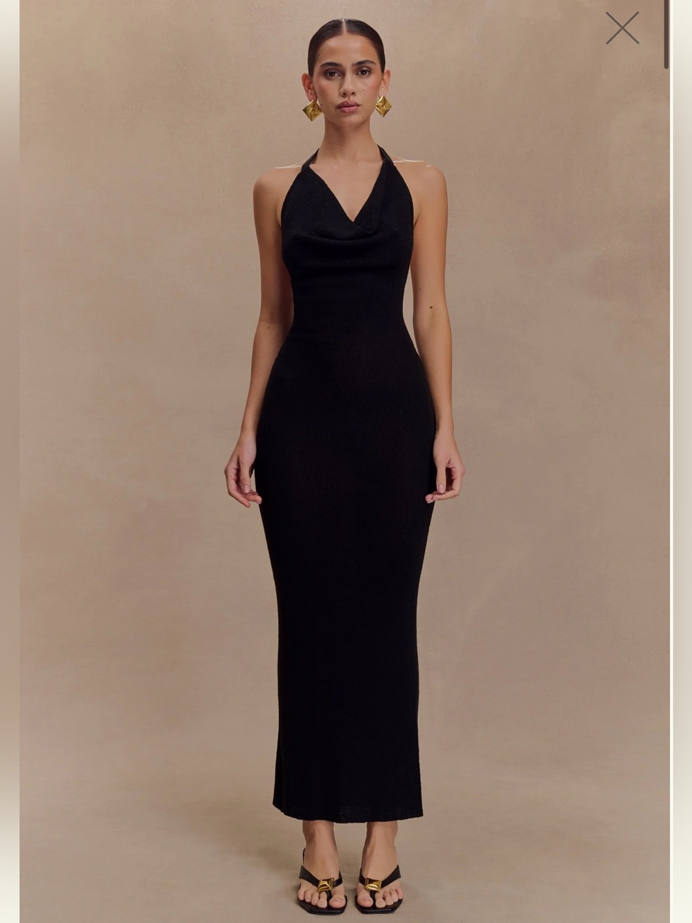 ✅ Meshki Black Halter Neck Maxi Skirt